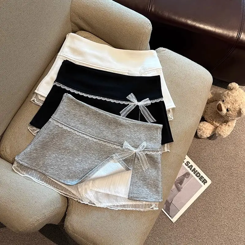 Sweet Low-rise Short Skirt Women's Summer New Design Lace Splicing A-shaped Skirt Anti-light Spice Girl Skirt