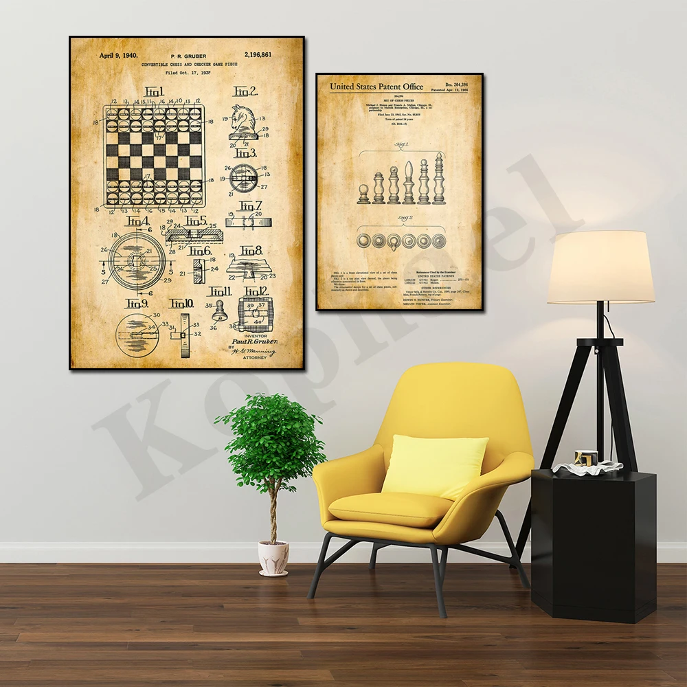 Abstract Vintage Chess Home Wall Decor Poster