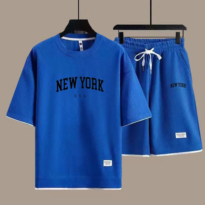 New York U.S.A t-shirt pantaloni corti tuta 2 pezzi uomo estate moda manica corta tuta Set pantaloncini donna Streetwear Tee Tops