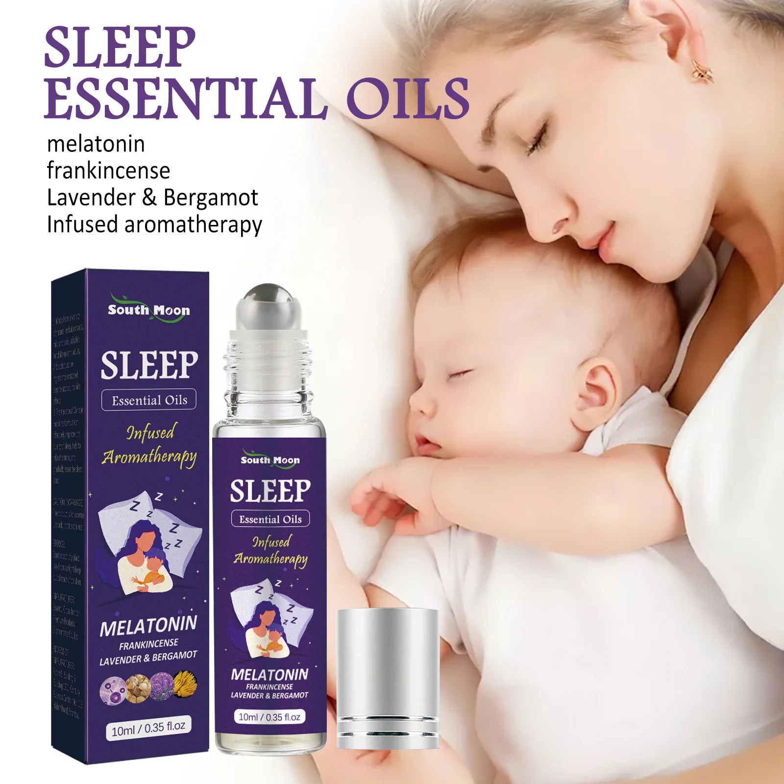 South Moon Essential Oil for Deep Sleep Soothing Mood Relieve Anxiety Improve Insomnia Relax Aromatherapy Lavender Sleep Aid Oil