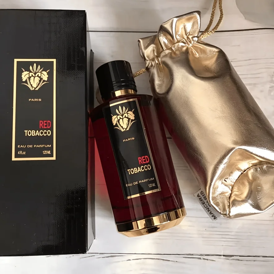 Charming perfume Manceraa Red Tobacco Unisex Perfume, Spicy Woody Scent, 4oz/120ml, Long-lasting fragrance, Premium red perfume, Suitable for various occasions, Great gift choice