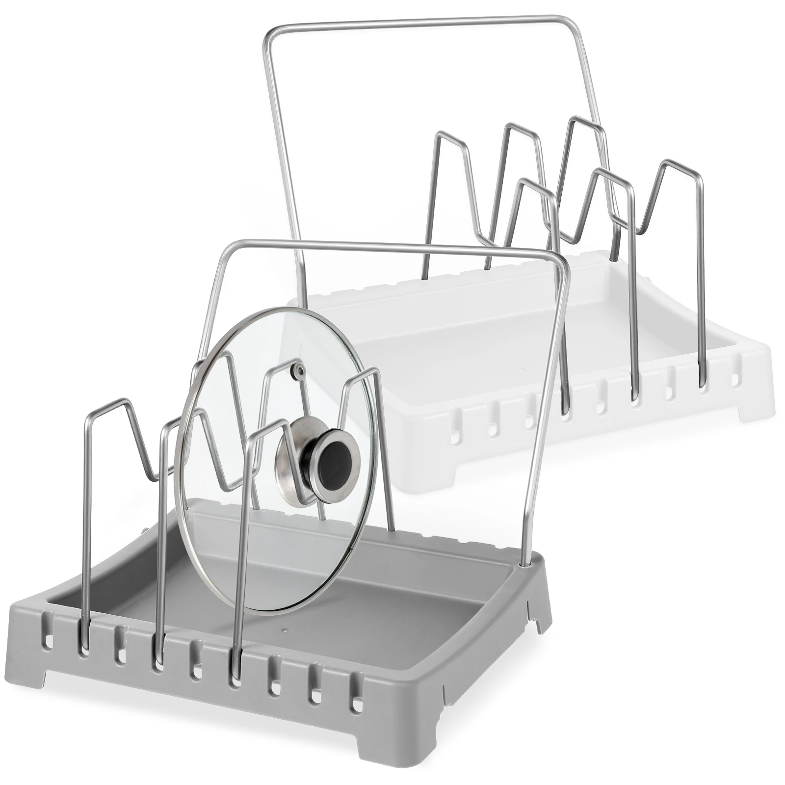 

2pcs Pot Lid Rack Kitchen Organizer Storage Pan Cover Rest Cutting Board Holder Useful Gadgets Home Pan Organizer Household