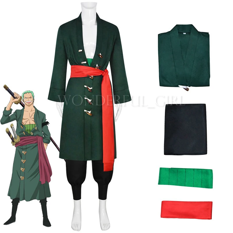 Anime Roronoa Zoro Cosplay Costume Green Uniform Outfit Halloween Adult Costumes for Women/Men Carnaval Disfraces S-XL