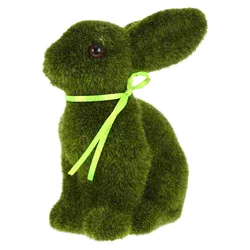 Easter Bunny Moss Rabbit Decor Bunnies Eggs Flocked Table Decorations Decorative Statue Outdoor Glass Artificial Small Figurines