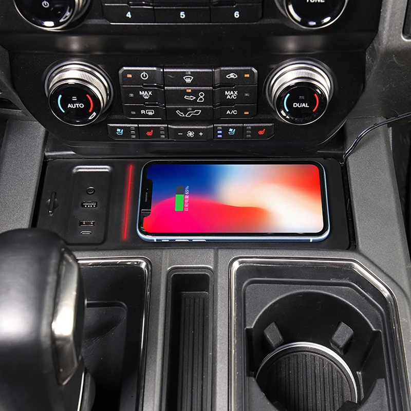 

Для Ford F150 F-150 2015-2020, Audi A3 8Y 2021-2023, Toyota Land Cruiser LC300 консоль для смартфона телефон быстрое беспроводное зарядное устройство