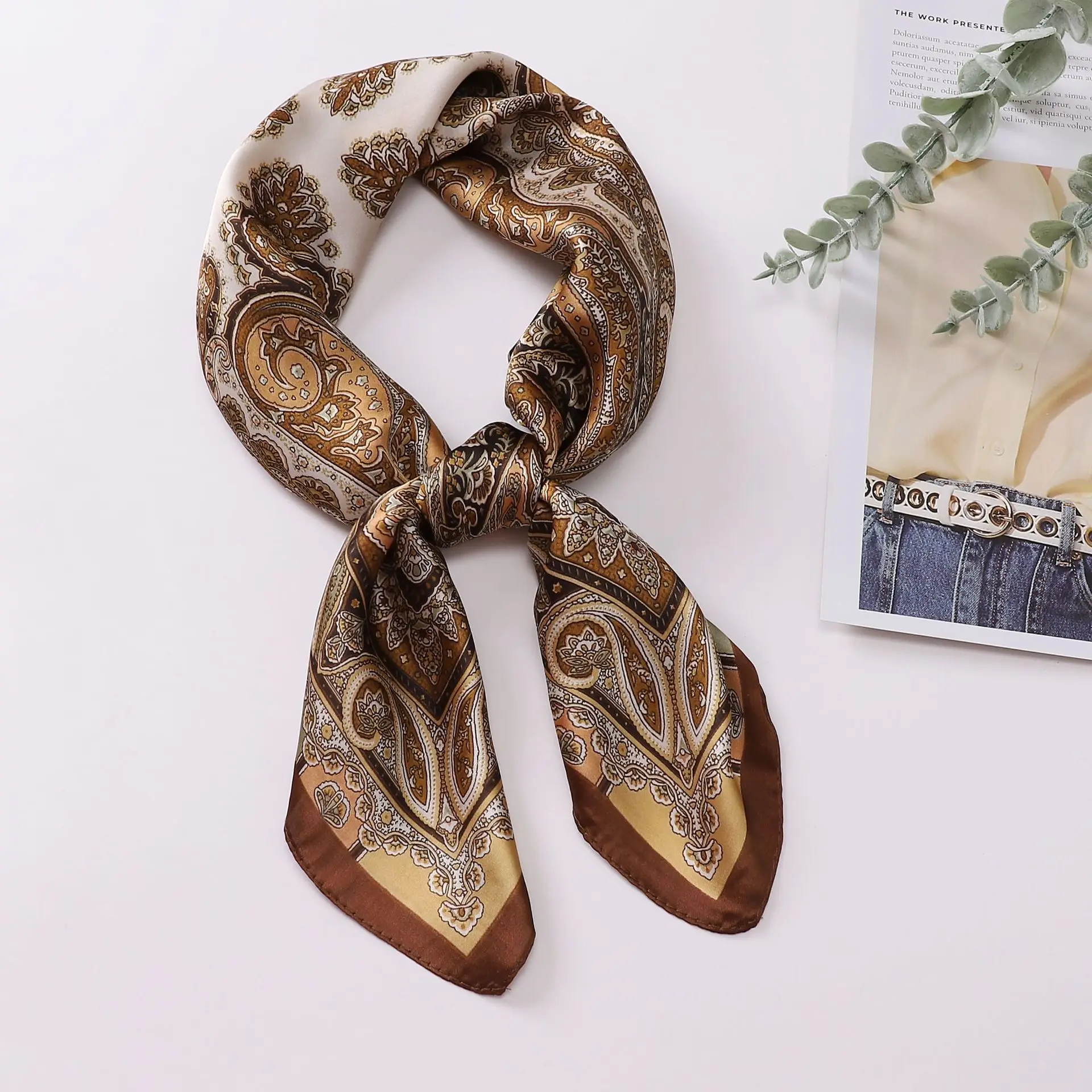 

Cashew flower square scarf silk women's decorative printed scarf imitation silk fashion shirt scarf
