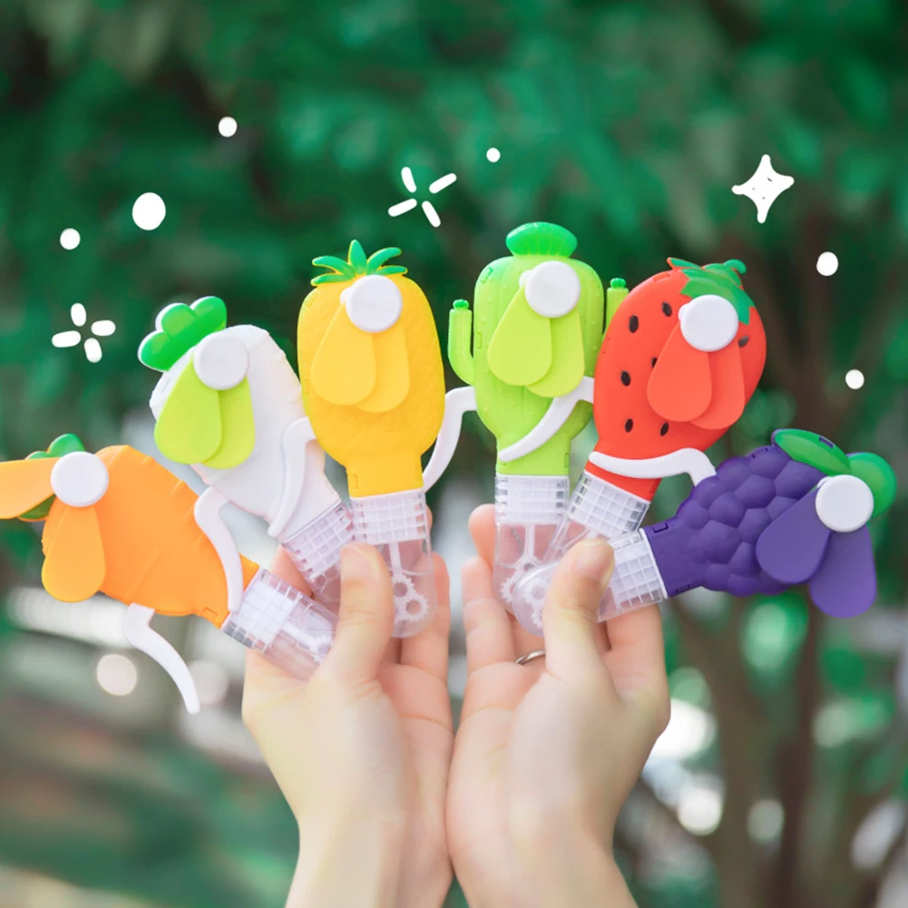 Multifunctional Hand Fan Bubble Fan Manual Fan Cartoon Fruit Shape Hand Fan Home Appliance Low Noise Adjustable Speed