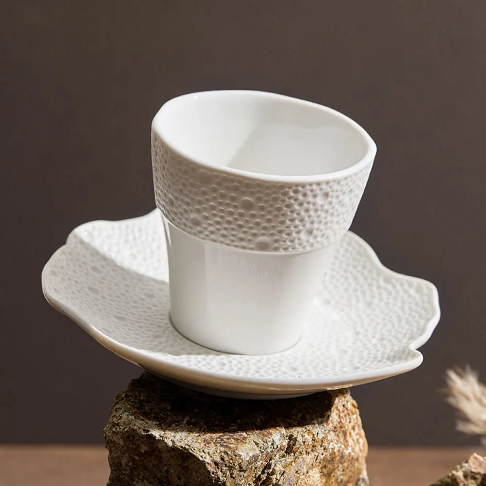 

1Set Ceramic Coffee Cup Saucer Set Classic European Style Milk Mug Drinking Cup Suitable for Tea Coffee Home Office Use