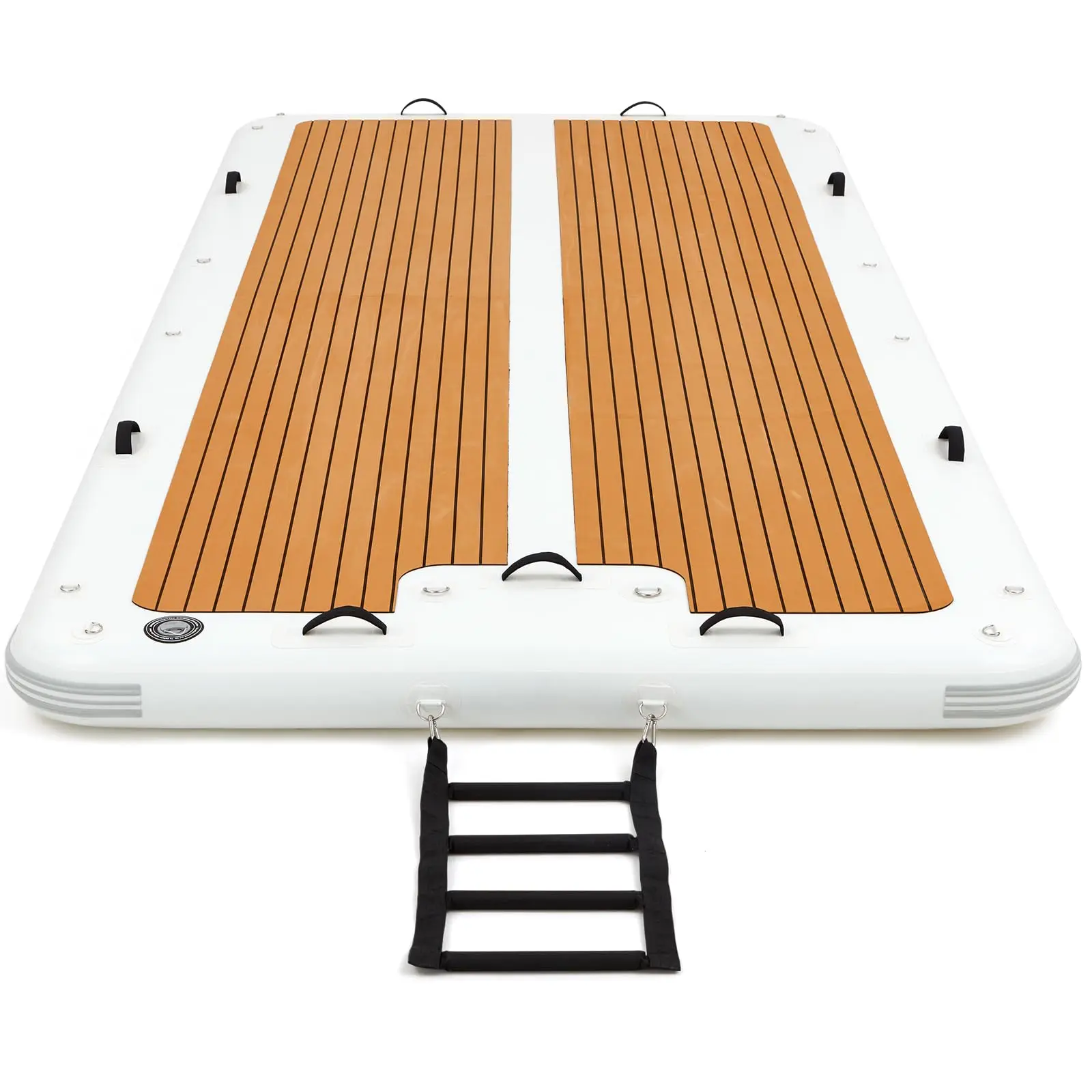 Wood Grain Inflatable Floating Dock Non-slip Stable Floating Rest Platform With Ladder For Pool Lake Beach Ocean