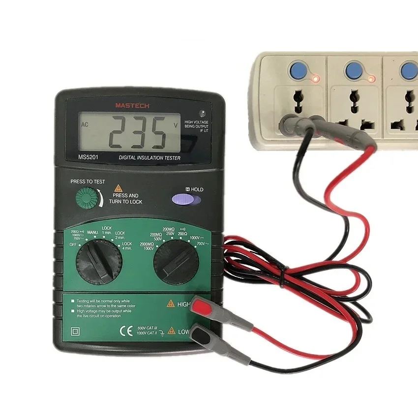 Imagem -05 - Mastech-digital Isolamento Resistência Tester Mega Ohm Som e Luz Teste de Alarme Genuine dc Tensão ac Ms5201
