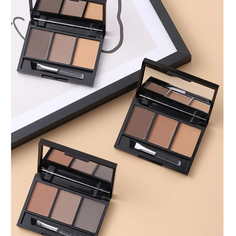 3 Color Eyebrow Powder Palette Light Color Tone Anti-smudge Sweat Resistant Eyebrow Makeup Long Lasting Waterproof Brow Cosmetic