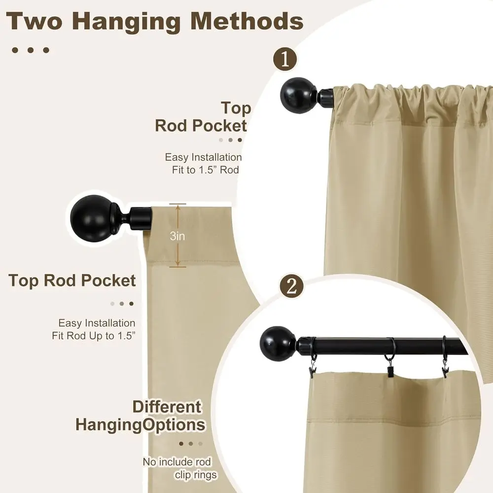 Tende da esterno impermeabili a 6 pannelli 54x95 - Tende da patio resistenti alla privacy e alle intemperie per balcone, portico, gazebo, pergola, crema