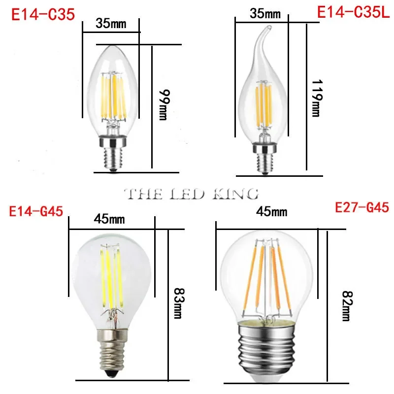 

Светодиодная лампа накаливания E27 Ретро Лампа Эдисона 220 В E14 Винтаж C35 C35L Свеча A60 ST64 Глобус Ампула Освещение COB Домашний декор