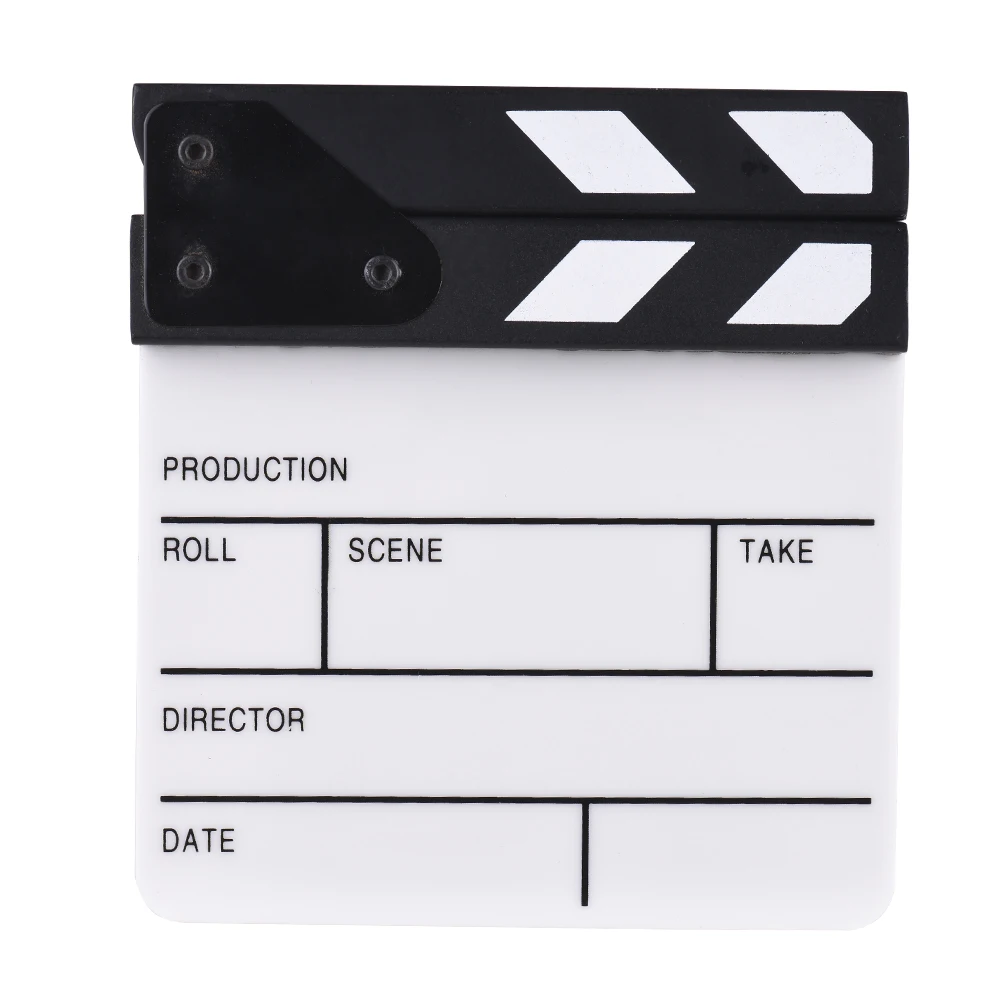 Film Director Clapperboard Compact Size Acrylic Clapboard Dry Erase TV Film Movie Director Cut Action Scene Clapper Board Slate