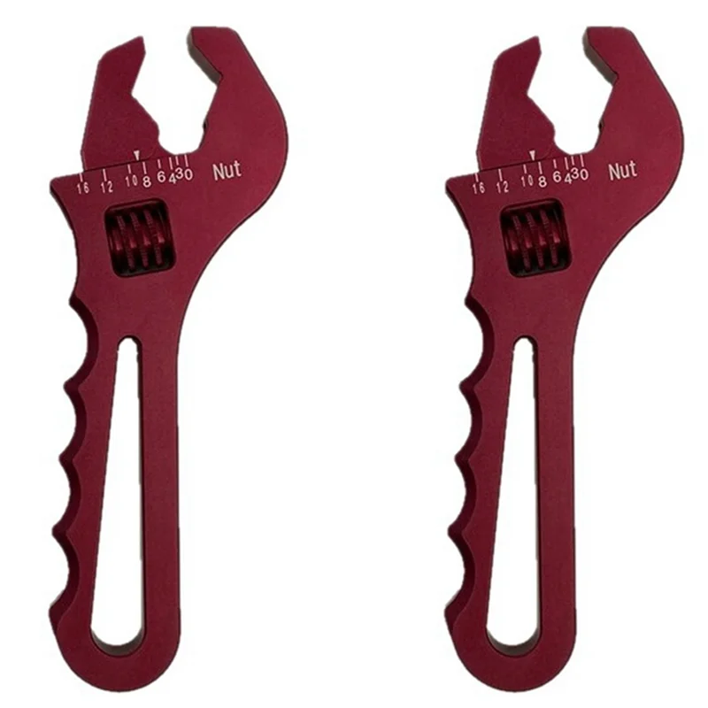 

ABRW-2X Adjustable Wrench, An Wrench, Aluminum Wrench Hose Fitting Tool Aluminum Spanner AN3-AN16 - Red