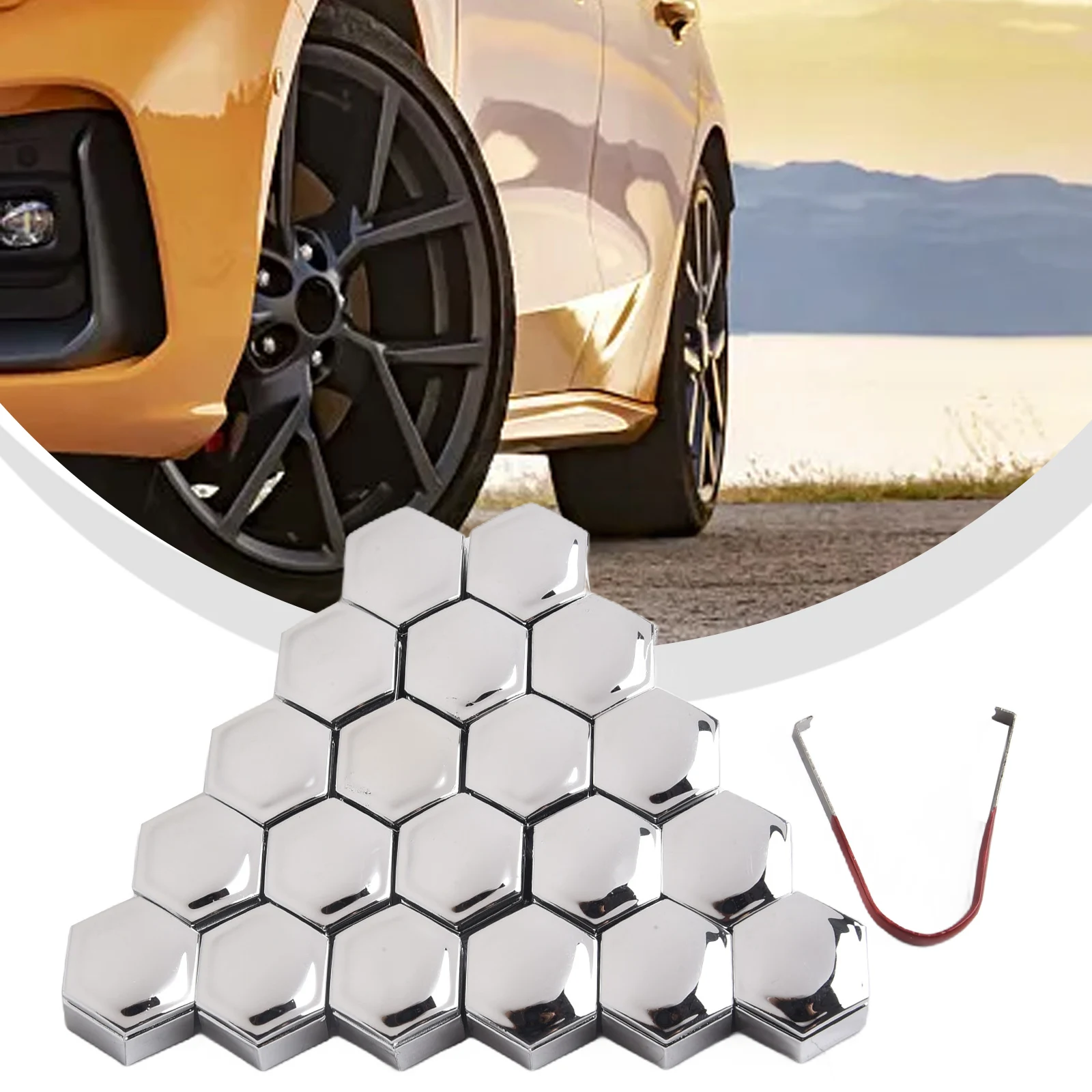 20 Chrome Wheel Nut Compatible with 22mm Car Wheel Bolts with Removal Tool to Minimize Dirt Accumulation on Bolt Heads