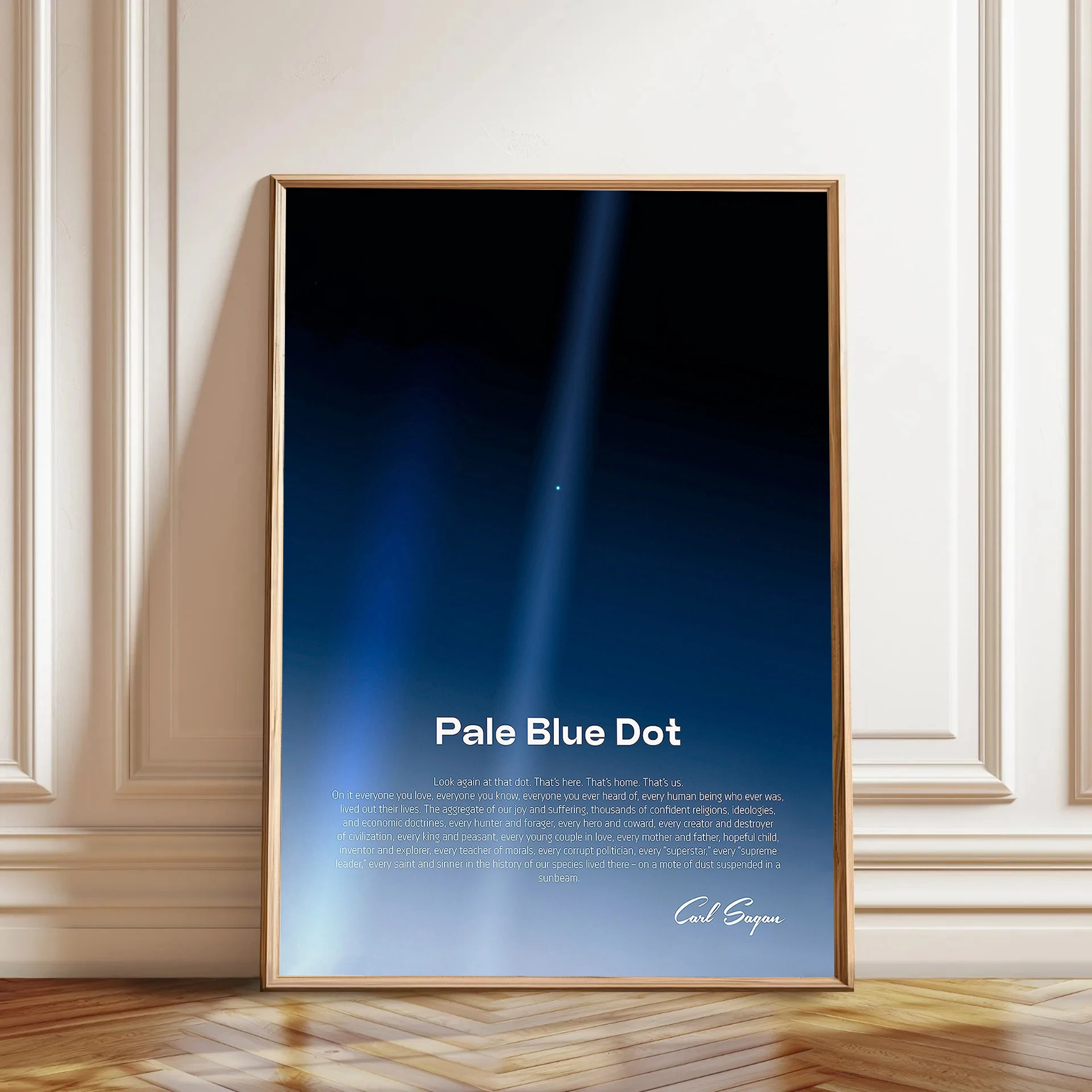 Pale blue dot night sky poster space science print aviation wall art famous quotes vector art gift canvas print art home decor