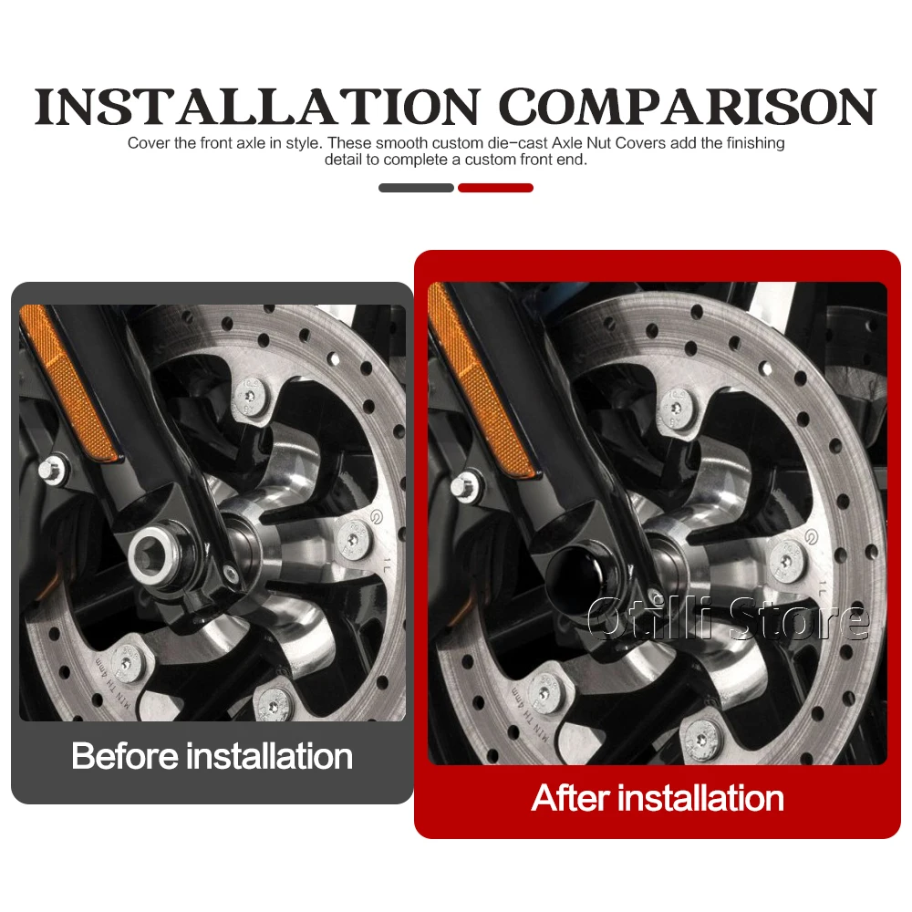 قبعات صامولة المحور الأمامي للتجول على الطريق الإنزلاق شارع الإنزلاق FLHX FLTRX FLTRXSE FLHXSE CVO 2023 2024 2025 غطاء قفل العجلة السوداء