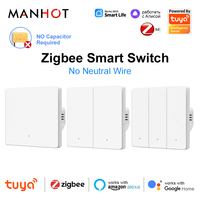 Tuya Zigbee 3.0 Smart Life EU Push Button Light Switch No Neutral Wire No Capacitor Need Support Alexa Google Home Yandex Alice