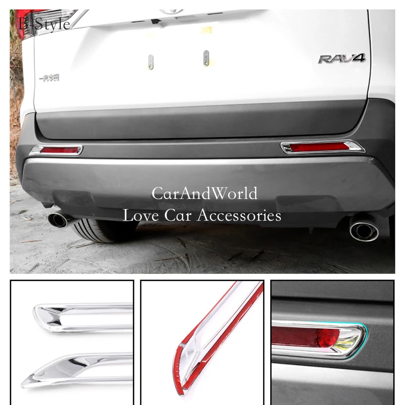 ABS Chrome Rear Bumper Tail Fog Light Lamp Frame Cover Trims Car Moulding Accessories  For Toyota RAV4 RAV 4 XA50 2019-2025