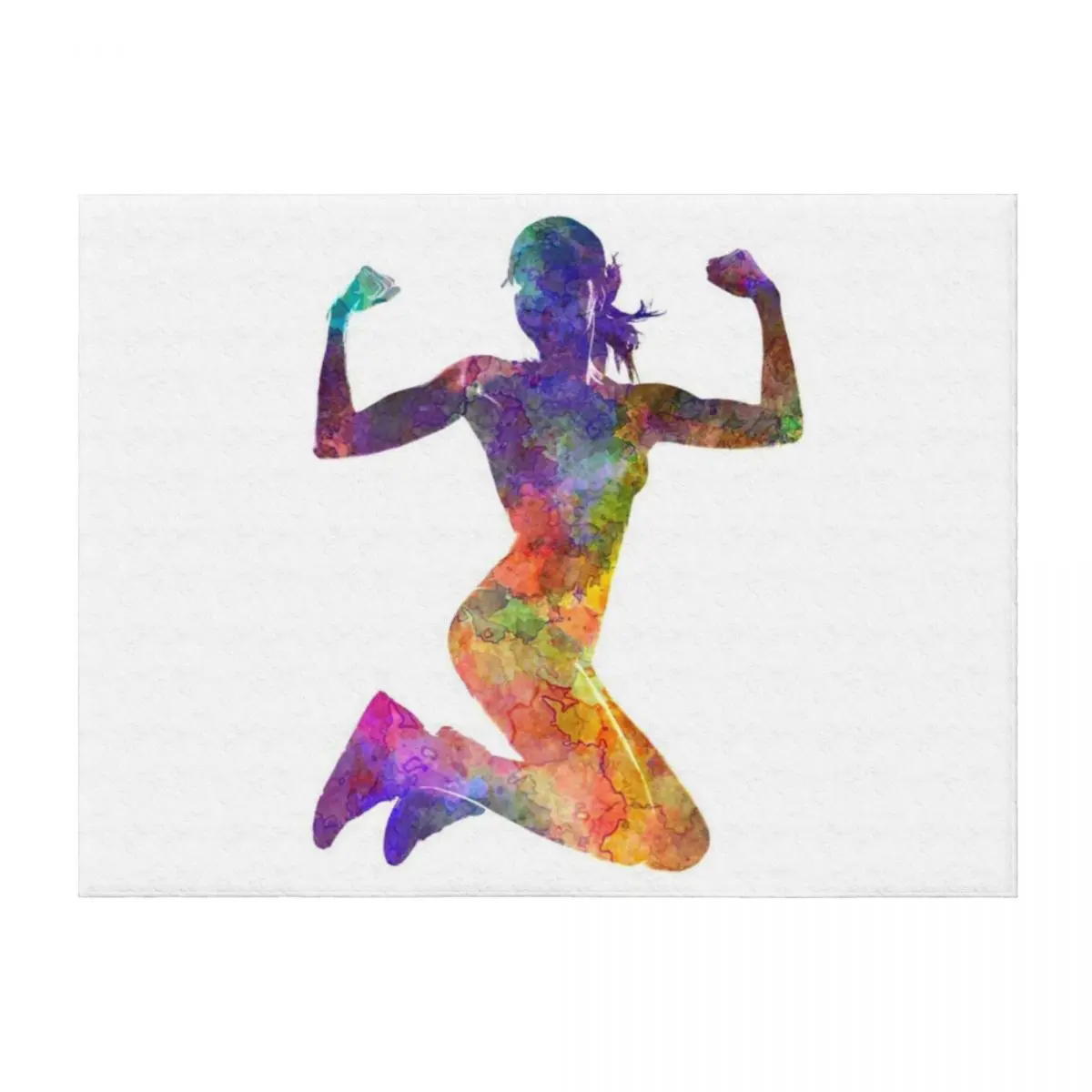 

Woman runner jogger jumping powerful Throw Blanket Extra Large Throw Luxury Designer Travel Winter beds Blankets