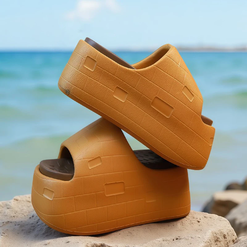 

New 9cm Height Increasing Platform Slippers Women Chunky Slides Shoes Non Slip Trendy Casual Elevator Slippers High Heels Sandal