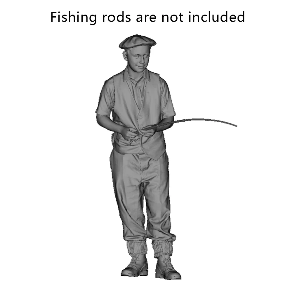 

1/35 WW2 civilian boy fishing, Fishing rods are not included, Resin Model figure, Military themes, Unassembled and unpainted kit
