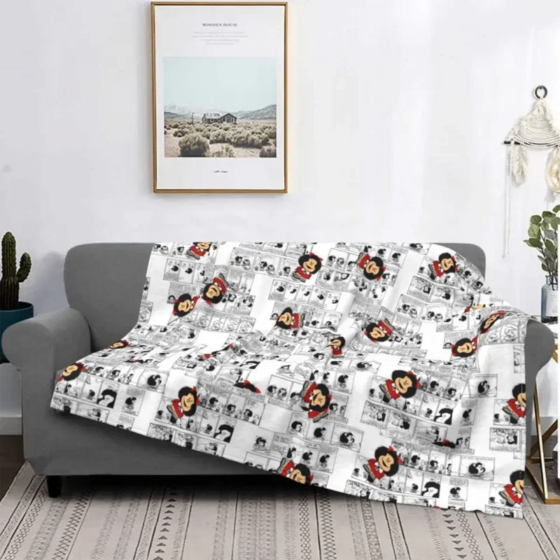 Mafalda Cartoon Blanket Plush Awesome Warm Throw Blankets for Bedding Lounge Textile Decor