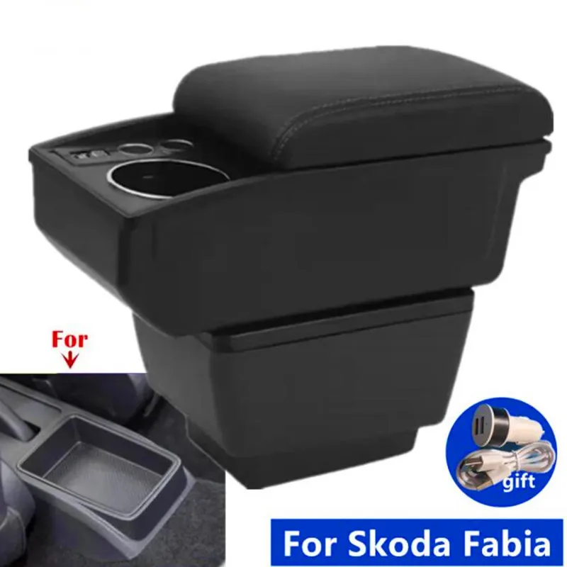 Für Skoda Fabia Armlehne box Für Skoda Fabia 3 III 2015-2021 Auto Armlehne lagerung box tasse halter Gewidmet Nachrüstung Auto Zubehör