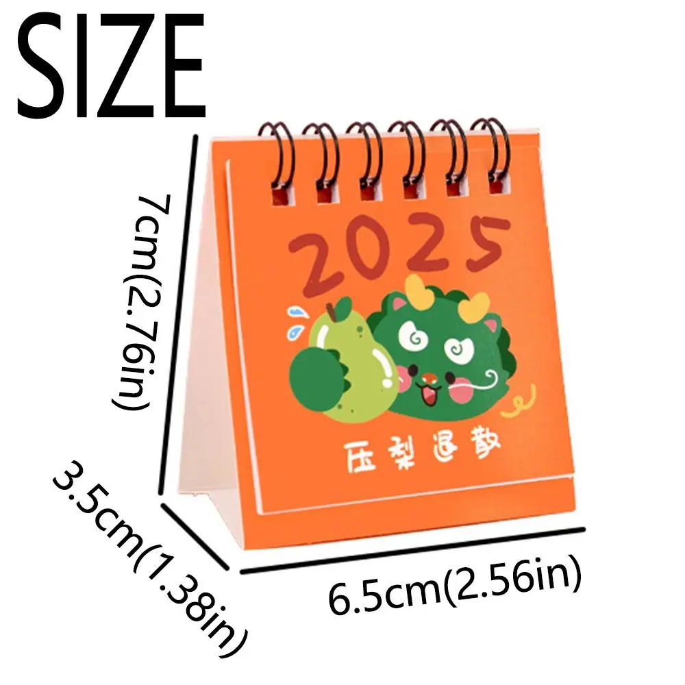 Creative 2025 Mini Calendar Cute Fruits Portable Mini Desktop Calendar To Do List Pocket Calendar Standing Flip Calendar