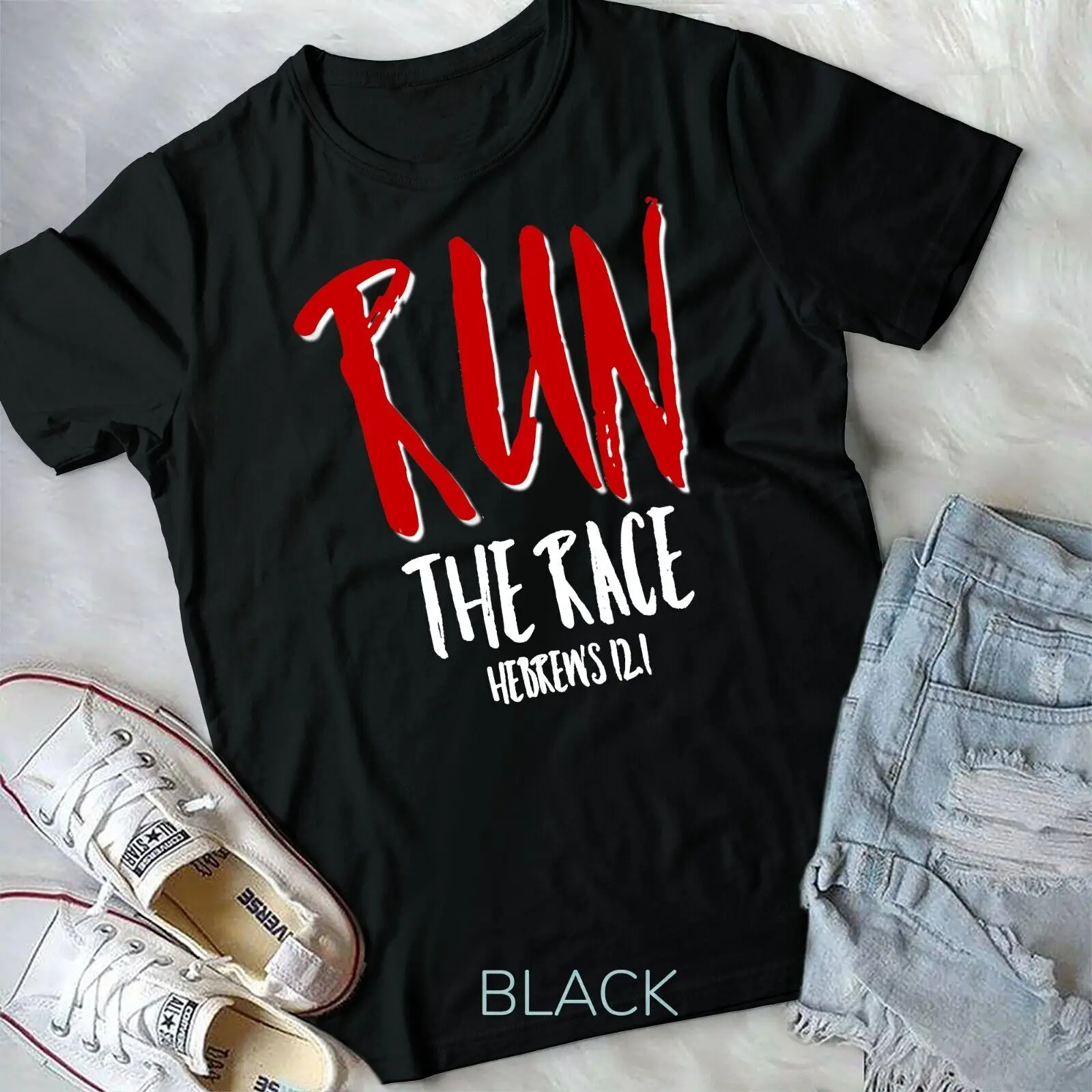 Run The Race Christian Runner Bold Witness Jogging Shirt Unisex T-shirt