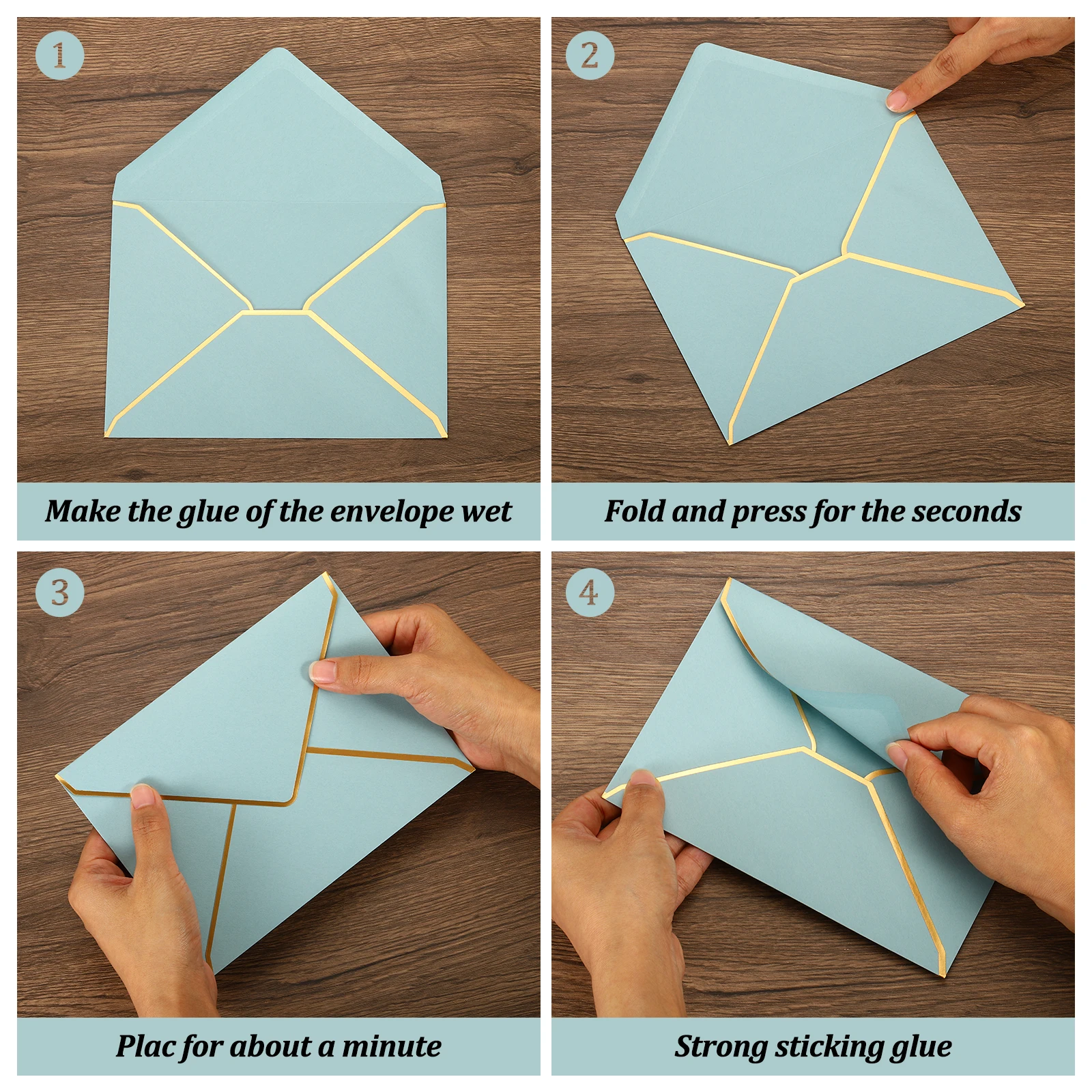 100Pcs 5 x 7 Envelopes A7 Card Christmas Envelopes V Flap Envelopes with Gold Border for Office, Wedding Gift Cards, Invitations