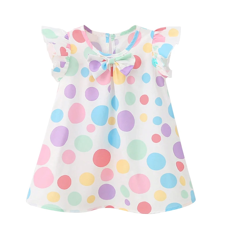 1pcs baby girl summer dress cute bow colored dots short sleeved children\'s accessories