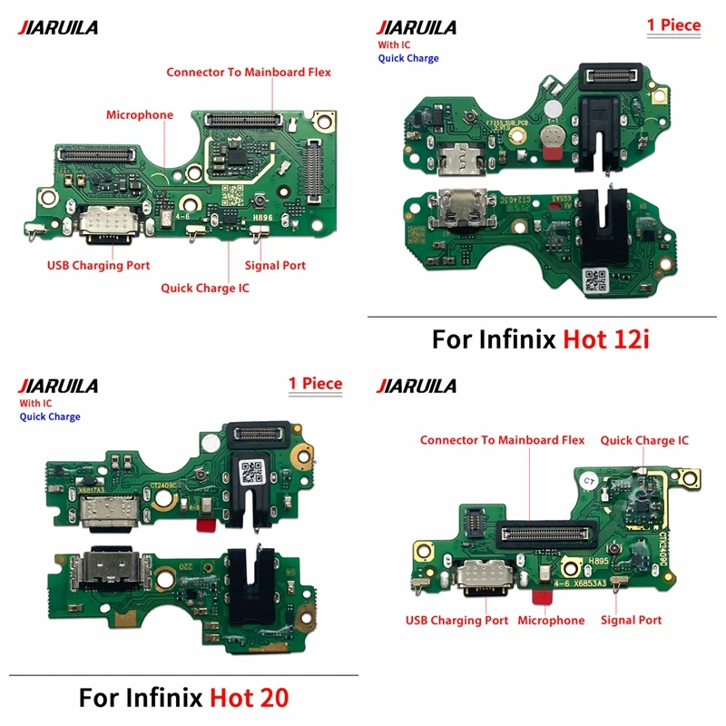 

20Pcs/Lot USB Power Charging Connector Plug Port Dock Flex For Infinix Hot 11 X689F 12i 20 30 5G 30i X669C 40 Pro X6837 Note 40