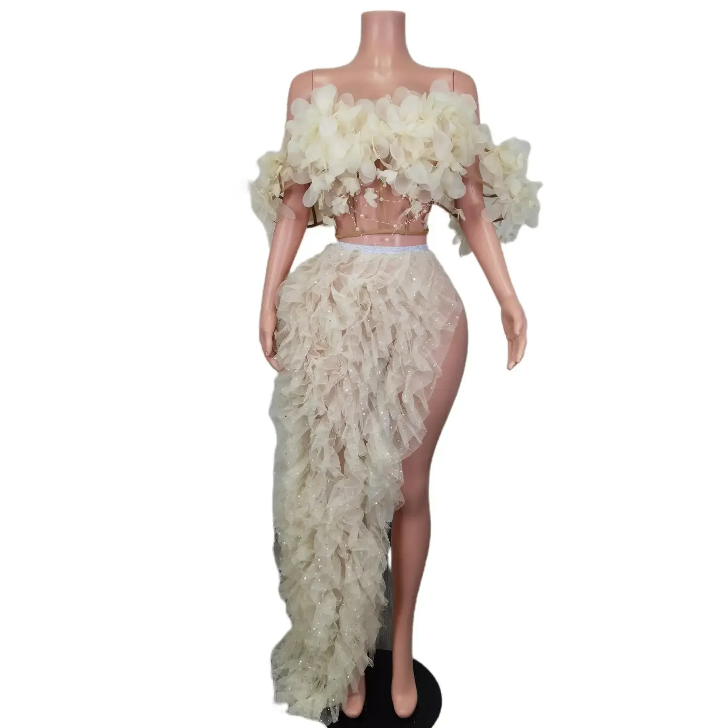 

Luxury Bodycon Club Dress Women Elegant High Split Sexy Dress Solid Bodycon Maxi White Sequin Party Dress Lady Stage Costumes