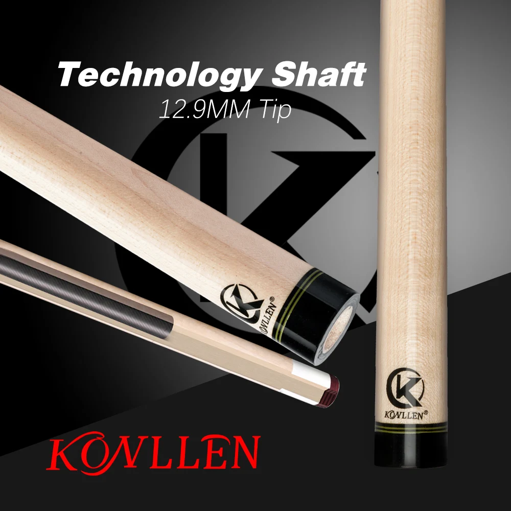 

KONLLEN Solid Maple Wood Technology Shaft Billiard Pool Cue Kit Shaft 3/8*8 Radial Pin Joint 12.9mm Tip Carbon Fiber Tube Shaft