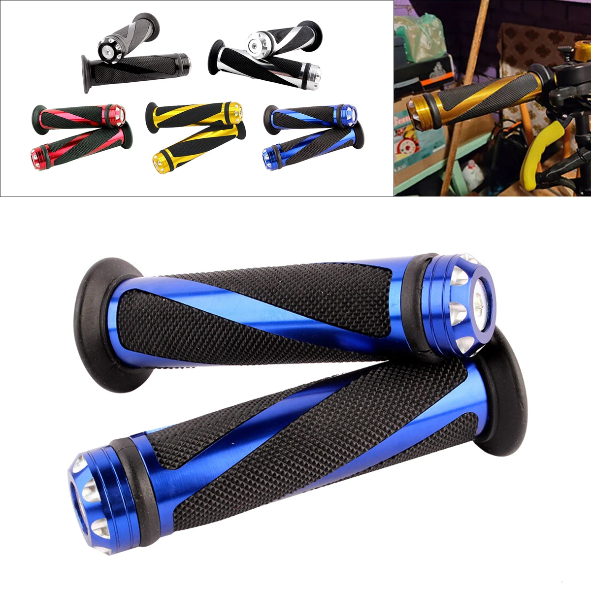 

2pcs Motorcycle Handlebar Grips Universal Motocross Dirt Bike Motorbike Handle Bar Grip with 22mm 7/8 Inch Left Right Grip