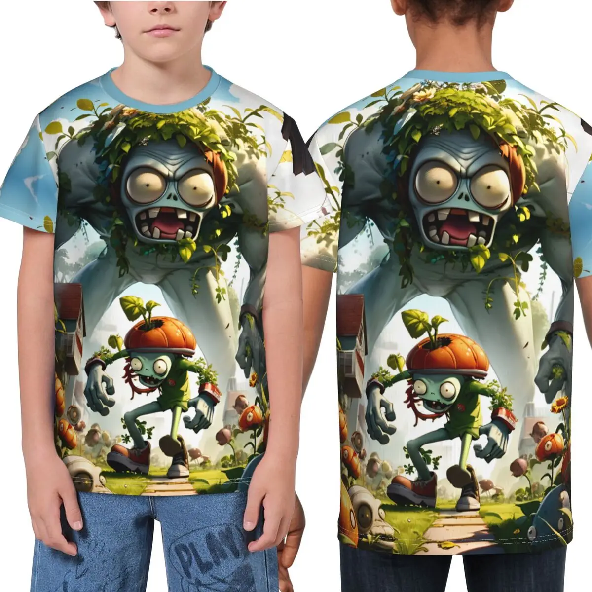 Soft Comfy T Shirt For Students Short Sleeve HOT Game P-Plants Vs. Zombies 3D Print T Shirts keyword1 Summer Tees O Neck Clothes