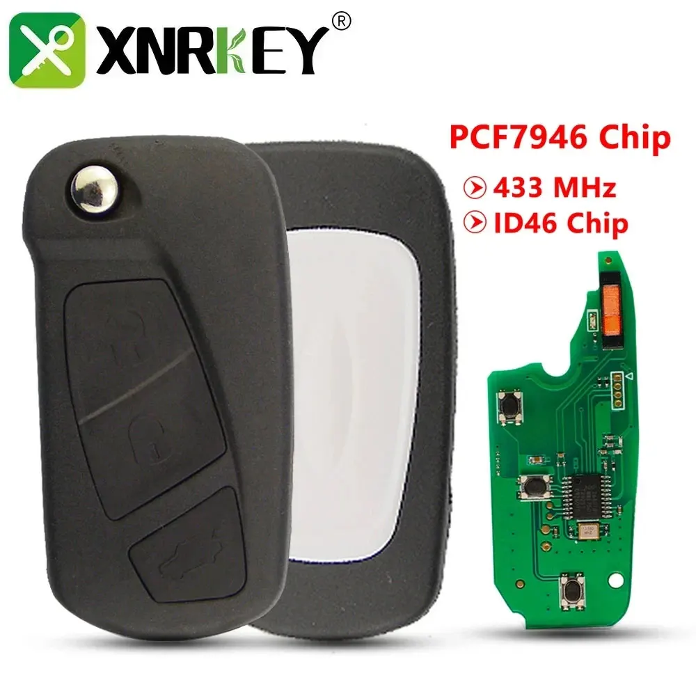 

XNRKEY For Ford Ka 2008-2016 with Uncut Blank SIP22 Key Blade 3 Button Folding Flip Remote Car Key PCF7946/ID46 Chip 433Mhz