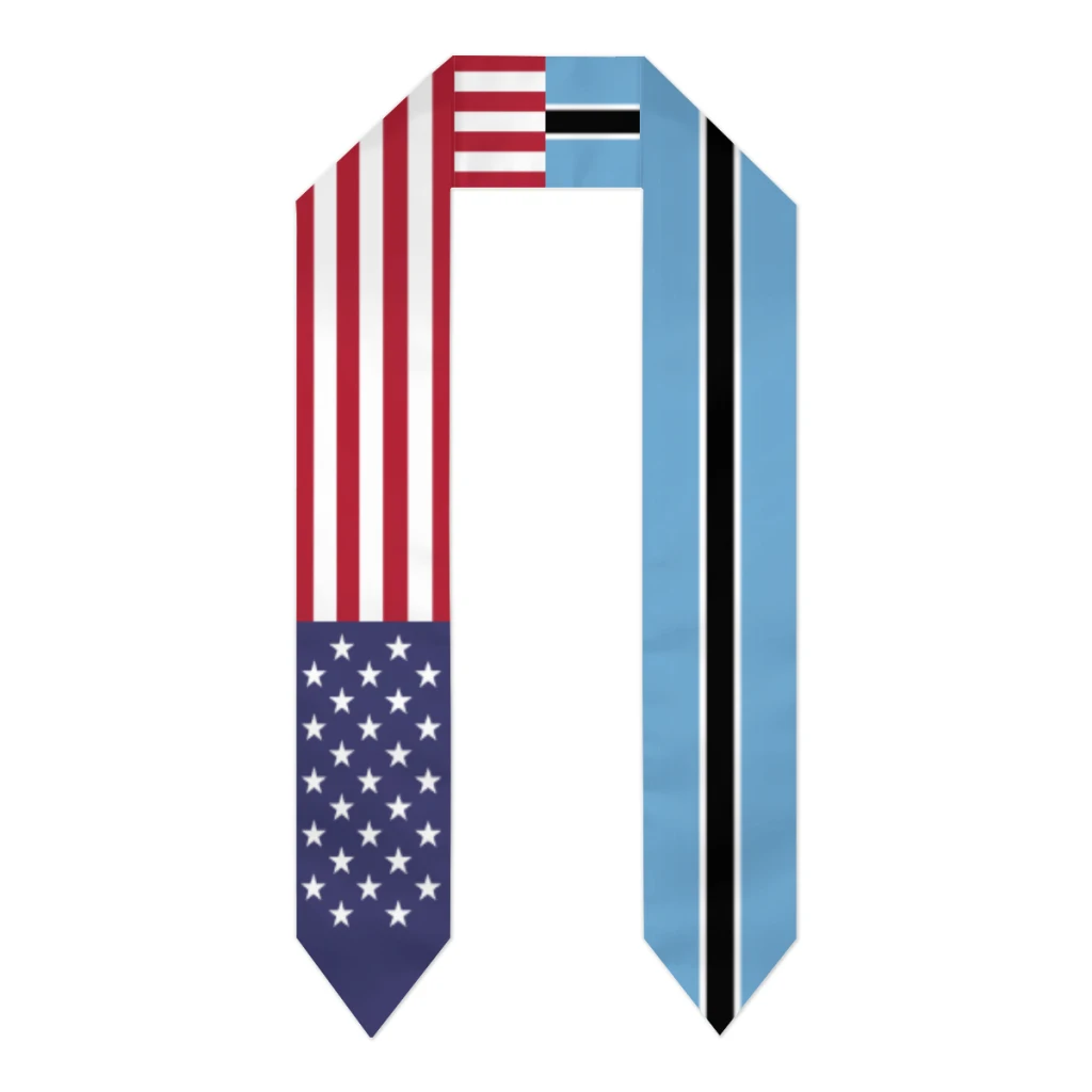 

Graduation Sash Botswana & USA United States Flag Stole Shawls Graduate Wraps Scraf International Student Pride Gifts