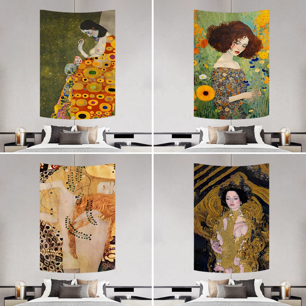 

B-By G-Gustav K-Klimt Tapestry Decoration Party Background Hanging Cloth Bedroom Tapestry Room Decor Aesthetic