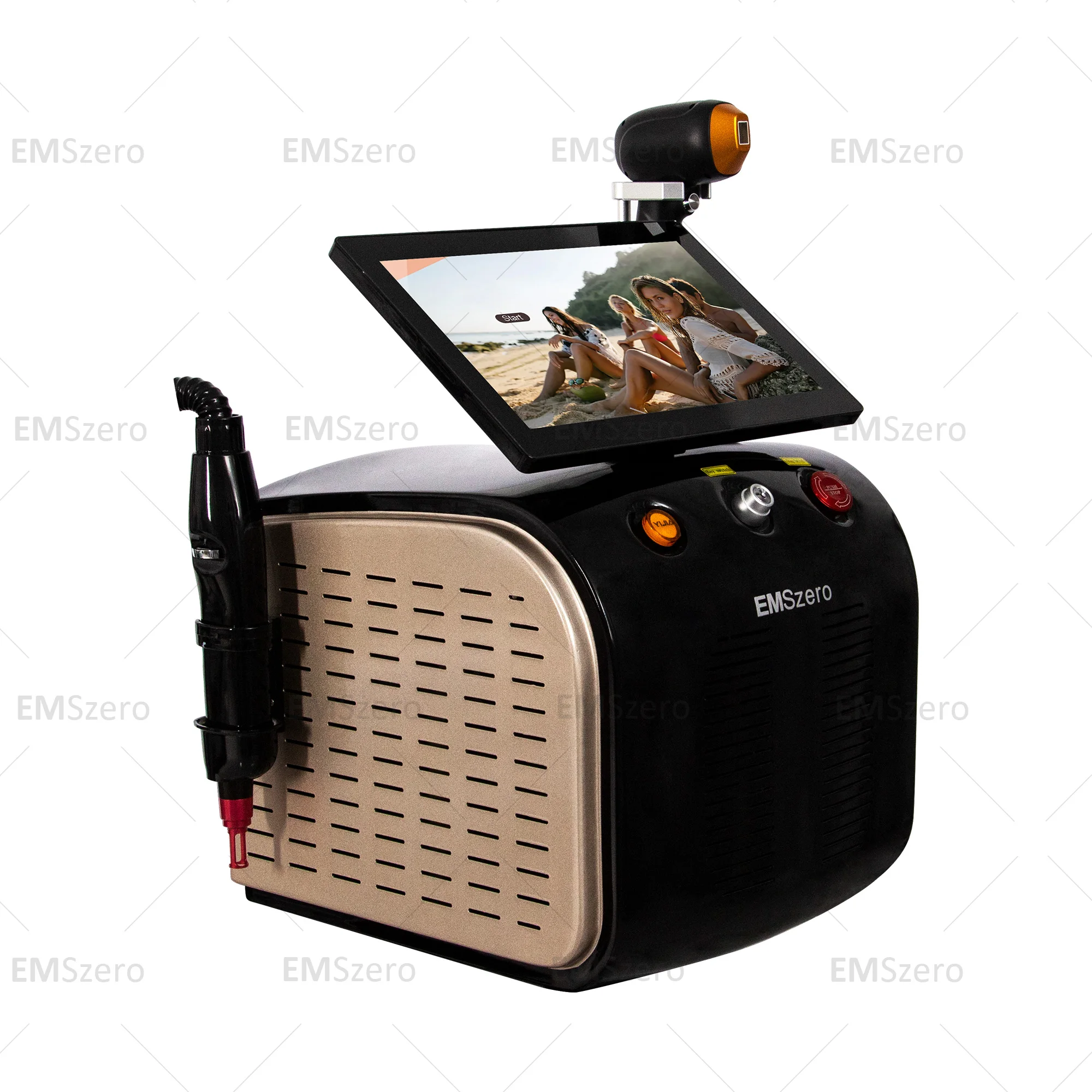 2 in 1 ที่มีประสิทธิภาพ Picosecond Laser Tattoo และอุปกรณ์กําจัดขน 808 755 1064nm tri Wave Professional ND YAG เลเซอร์เครื่อง