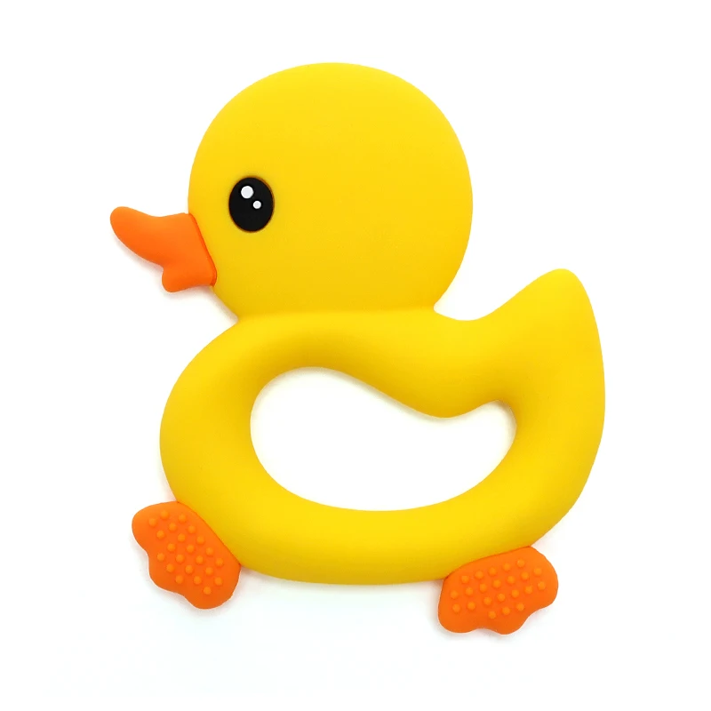 2026 Baby Duck Shape Teether cartoon Swimming Duck Silicone Teether Baby Toy Teething Accessories