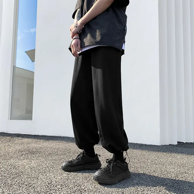 Summer Casual Loose and Versatile Trendy Sports Nine-point Tie-fitting Men's Pants Summer Thin Style