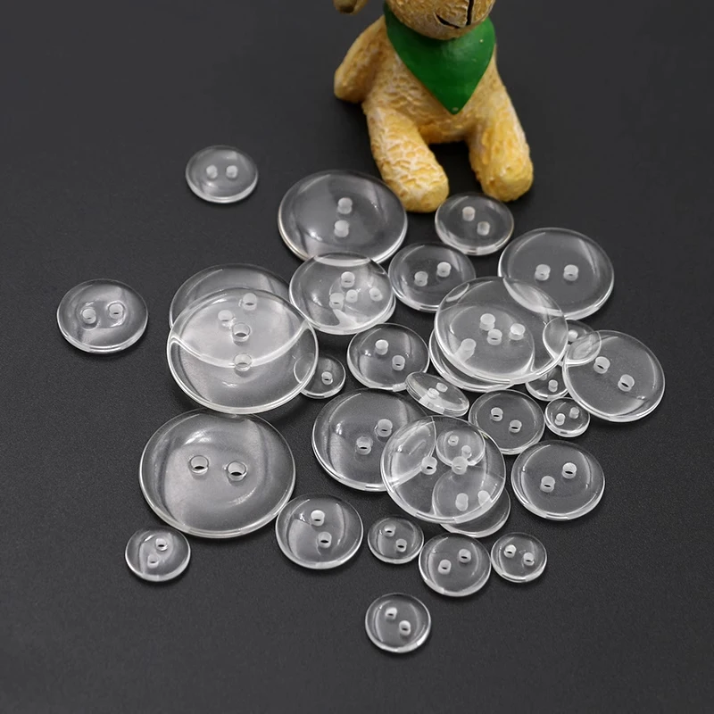 30/50/100pcs Two Hole Transparent Small Buttons Circular Resin Pad Button Shirt Collar Button