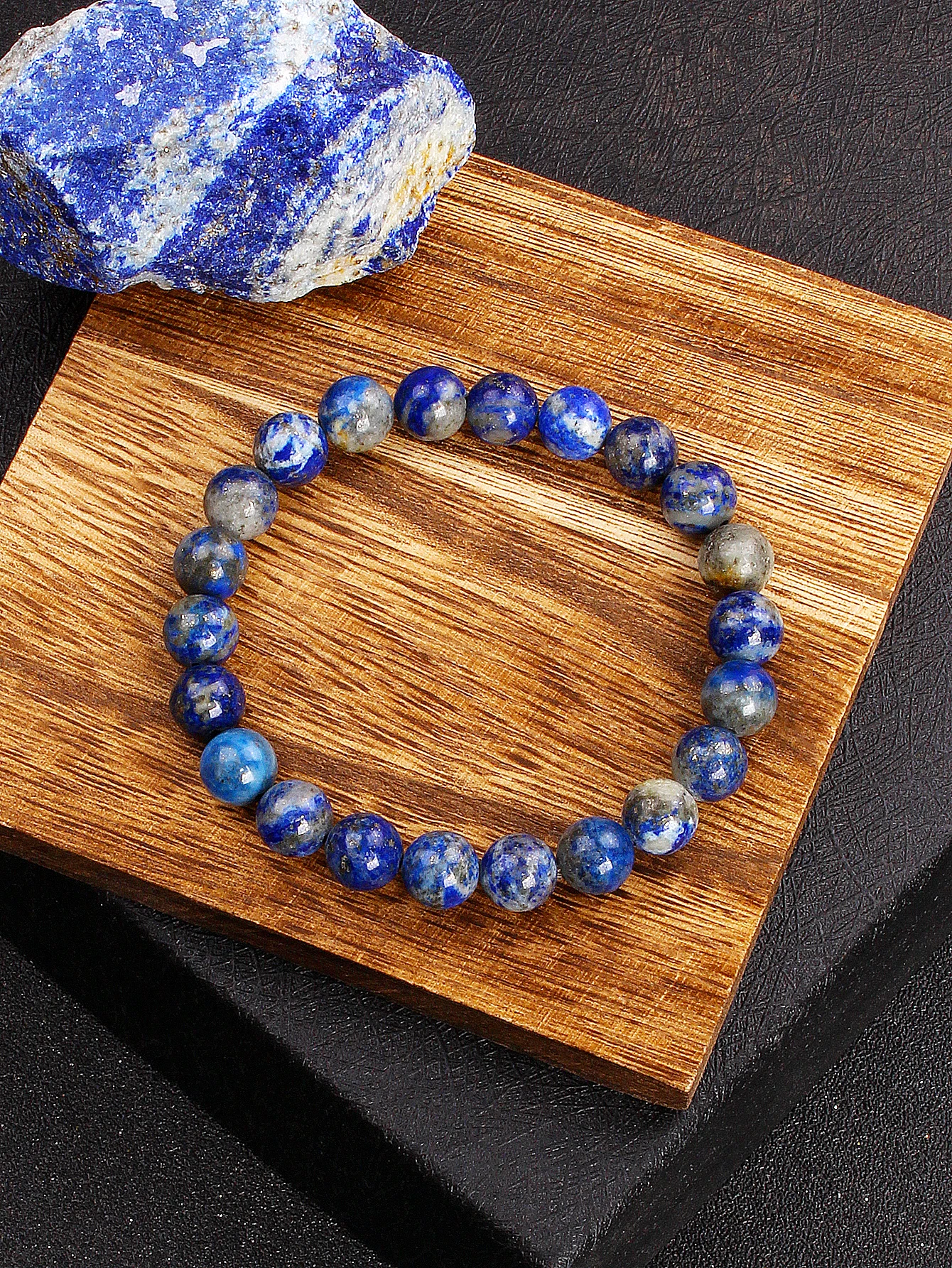 Handmade Natural Lapis Lazuli Stone Bracelet Reiki Energy Beads Deep Blue Spiritual Healing Elastic Jewelry Gift for Women & Men - Image 6