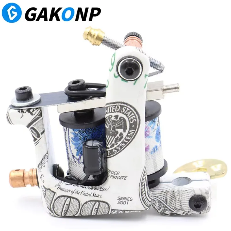 10 Wrap Coils Tattoo Machine Cast-Iron Frame Machine Guns White Tattoo Machine for Liner Shader Tattoo Needles Supplies