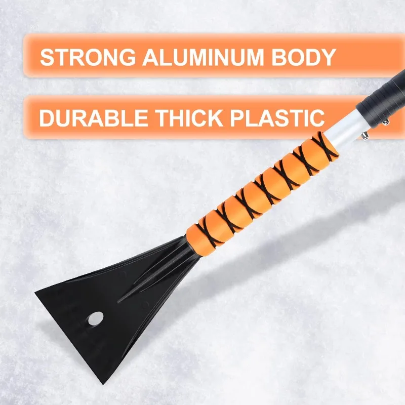 فرشاة ثلج عالمية للسيارة مع مكشطة ثلج قابلة للفصل ومجرفة لإزالة الثلوج في الشتاء وإزالة الجليد على الزجاج الأمامي