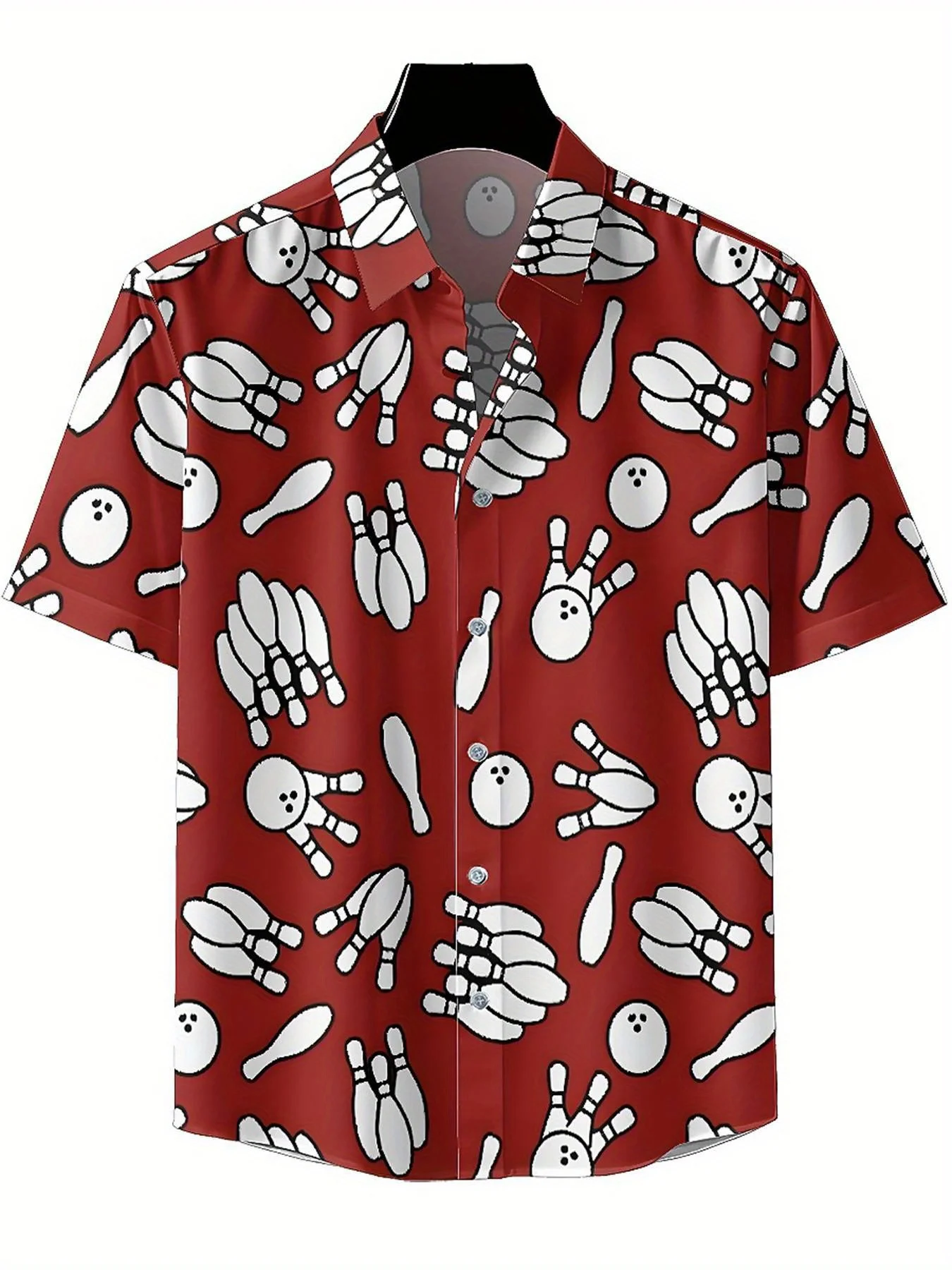 Men's Plus Size Hawaiian Shirts Flavored Bowling Balls pattern,New in Summer Fashion Tops,Hip Hop Rock Streetwear
