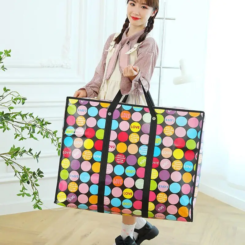 

Большая вместительная сумка для перемещения, оптовая продажа, водонепроницаемая студенческая сумка для багажа, трансграничные специальные складные тканые сумки для хранения